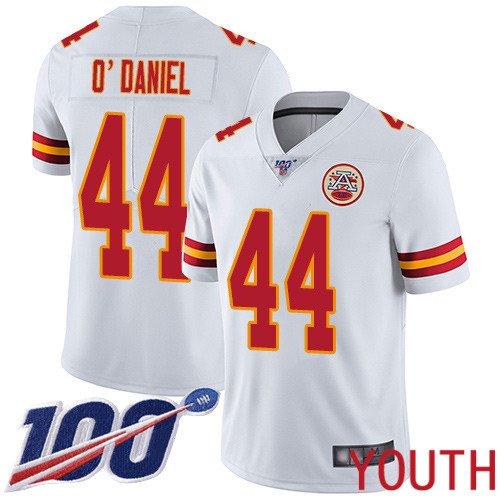 Youth Kansas City Chiefs #44 ODaniel Dorian White Vapor Untouchable Limited Player 100th Season Nike NFL Jersey
